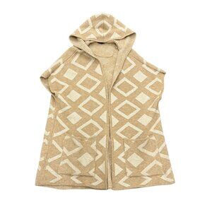 Women’s Zara Knit jacket beige/white sleeveless hoody wool/acrylic 2010s